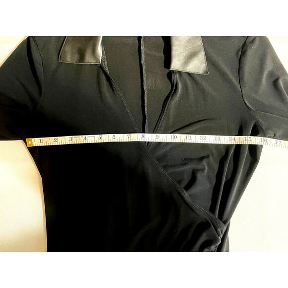 LAUNDRY BY SHELLI SEGAL BLACK L/S DRESS WITH FAUX LEATHER - Picture 9 of 13